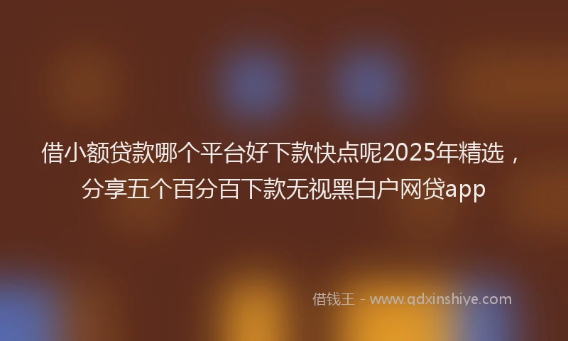 借小额贷款哪个平台好下款快点呢2025年精选，分享五个百分百下款无视黑白户网贷app
