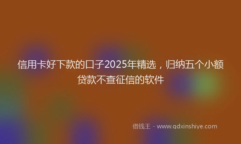 信用卡好下款的口子2025年精选，归纳五个小额贷款不查征信的软件