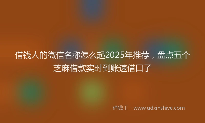 借钱人的微信名称怎么起2025年推荐，盘点五个芝麻借款实时到账速借口子