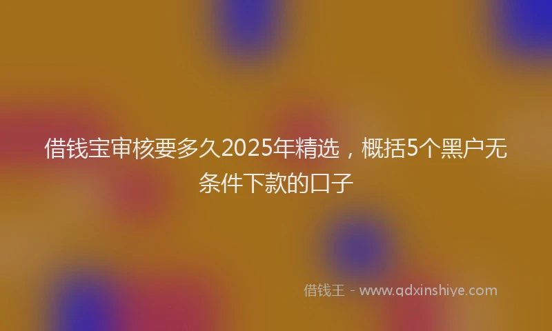 借钱宝审核要多久2025年精选，概括5个黑户无条件下款的口子