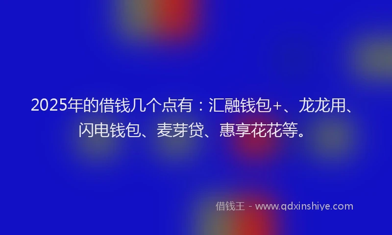 2025年的借钱几个点有：汇融钱包+、龙龙用、闪电钱包、麦芽贷、惠享花花等。