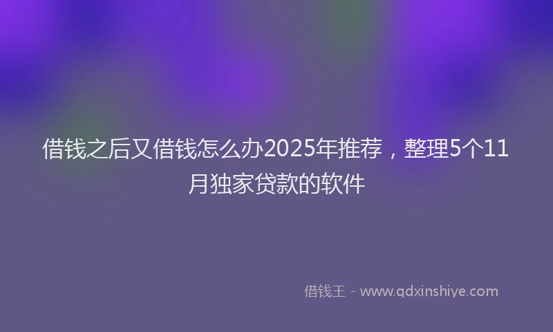 借钱之后又借钱怎么办2025年推荐，整理5个11月独家贷款的软件