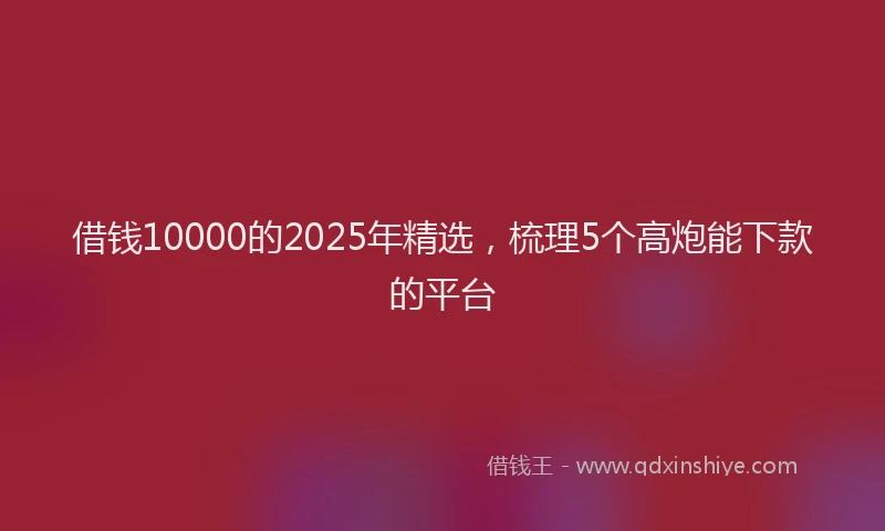 借钱10000的2025年精选，梳理5个高炮能下款的平台