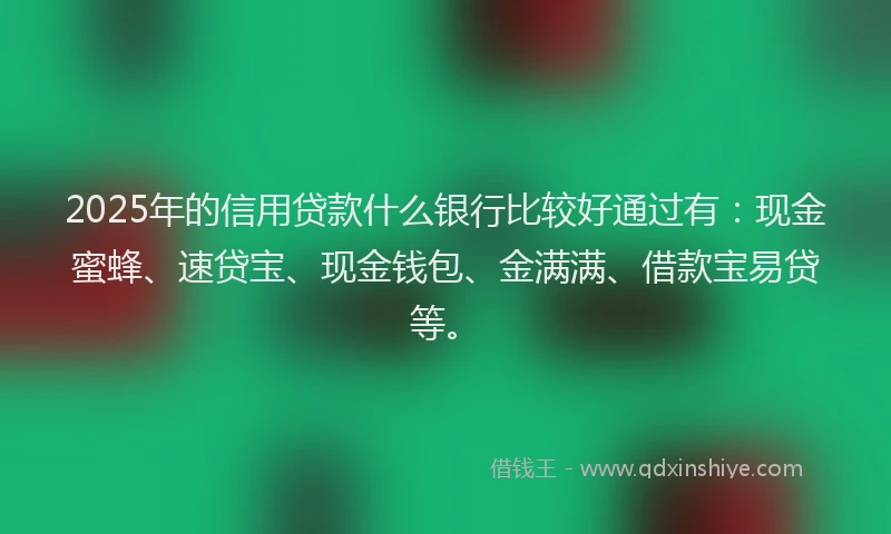 2025年的信用贷款什么银行比较好通过有：现金蜜蜂、速贷宝、现金钱包、金满满、借款宝易贷等。