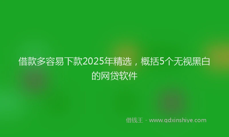 借款多容易下款2025年精选，概括5个无视黑白的网贷软件