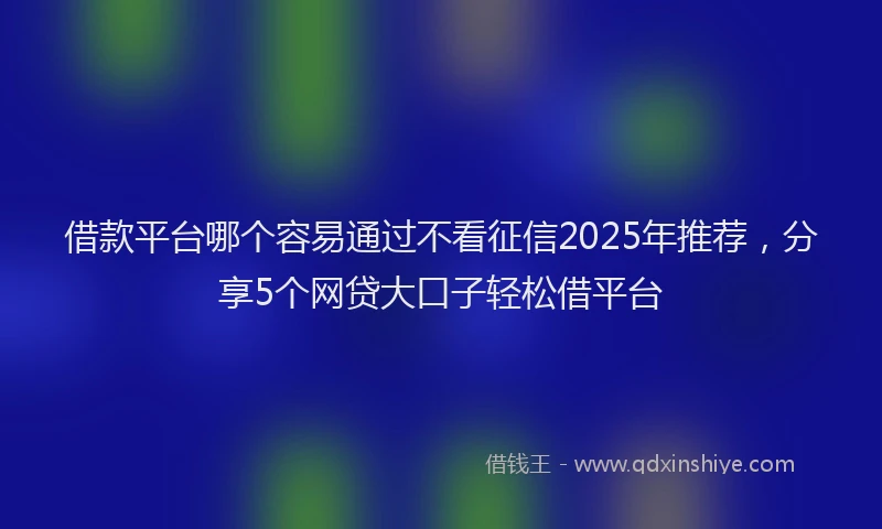 借款平台哪个容易通过不看征信2025年推荐，分享5个网贷大口子轻松借平台