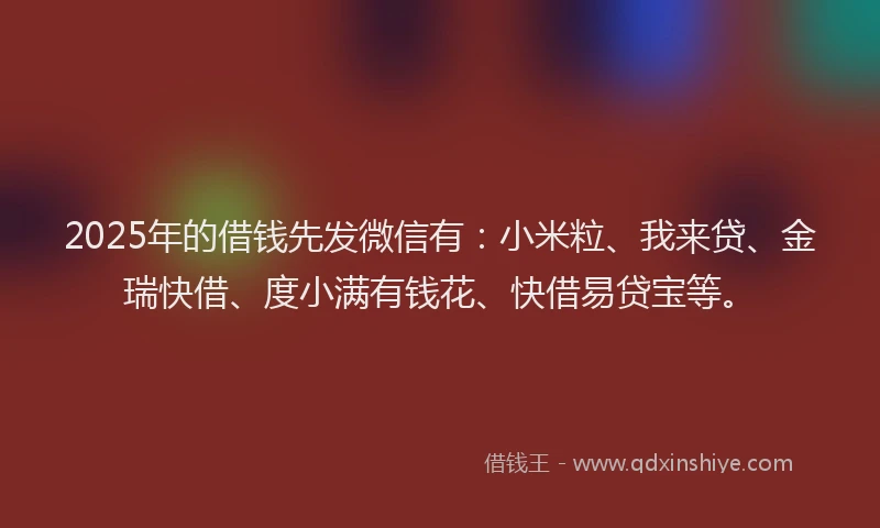 2025年的借钱先发微信有：小米粒、我来贷、金瑞快借、度小满有钱花、快借易贷宝等。