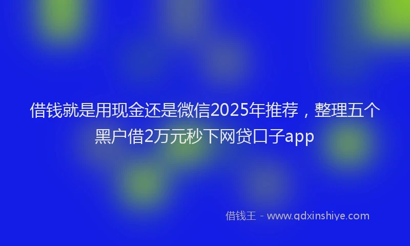 借钱就是用现金还是微信2025年推荐，整理五个黑户借2万元秒下网贷口子app