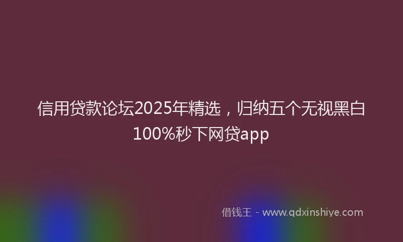 信用贷款论坛2025年精选，归纳五个无视黑白100%秒下网贷app