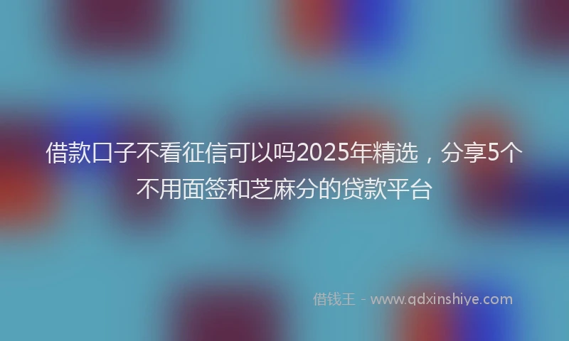 借款口子不看征信可以吗2025年精选，分享5个不用面签和芝麻分的贷款平台