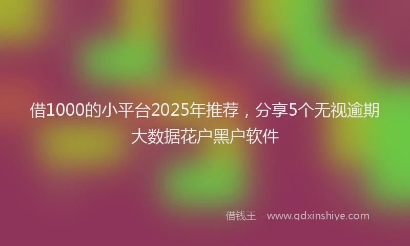 借1000的小平台2025年推荐，分享5个无视逾期大数据花户黑户软件