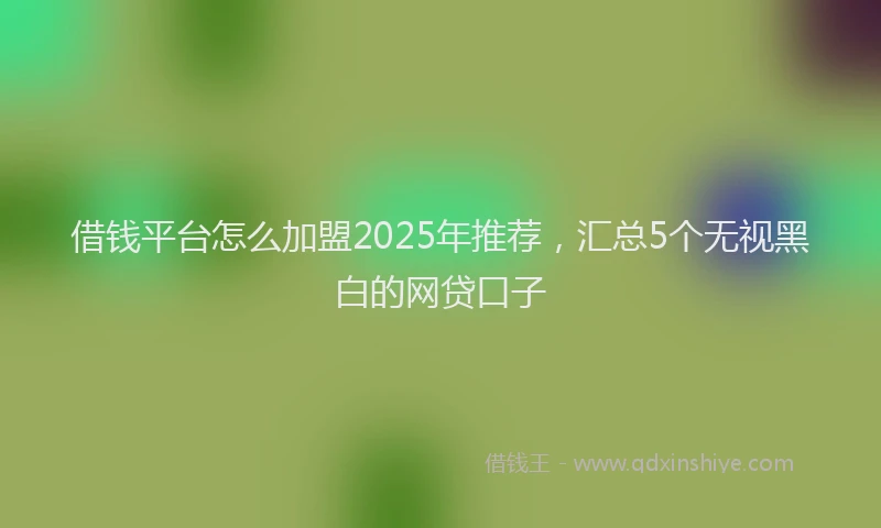 借钱平台怎么加盟2025年推荐，汇总5个无视黑白的网贷口子