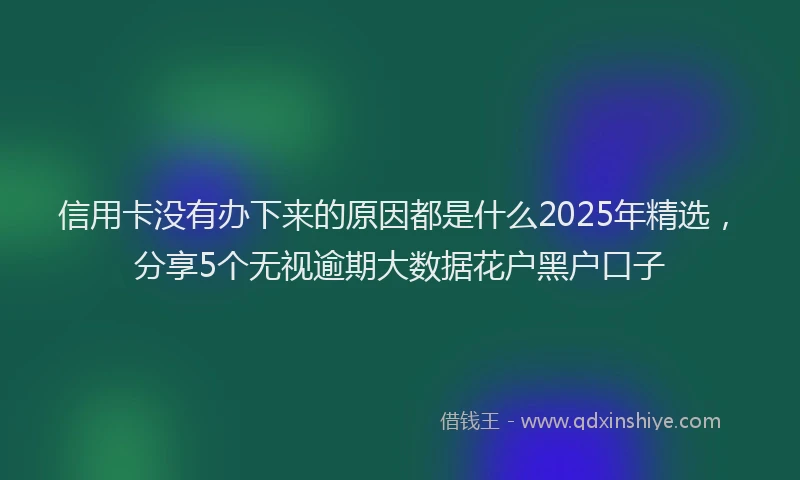 信用卡没有办下来的原因都是什么2025年精选，分享5个无视逾期大数据花户黑户口子