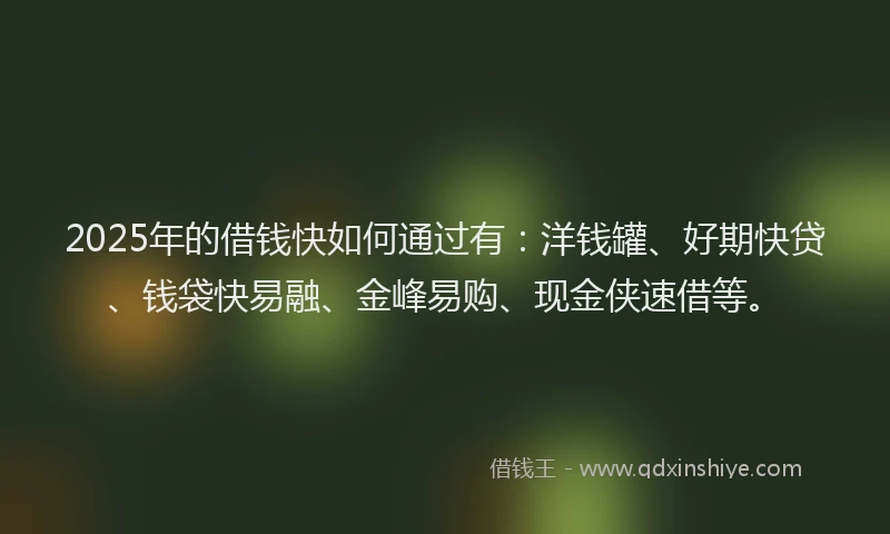 2025年的借钱快如何通过有：洋钱罐、好期快贷、钱袋快易融、金峰易购、现金侠速借等。