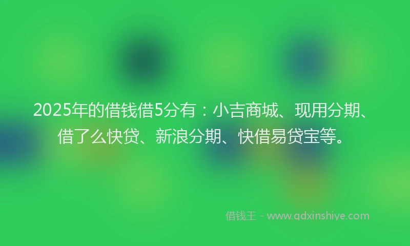 2025年的借钱借5分有：小吉商城、现用分期、借了么快贷、新浪分期、快借易贷宝等。