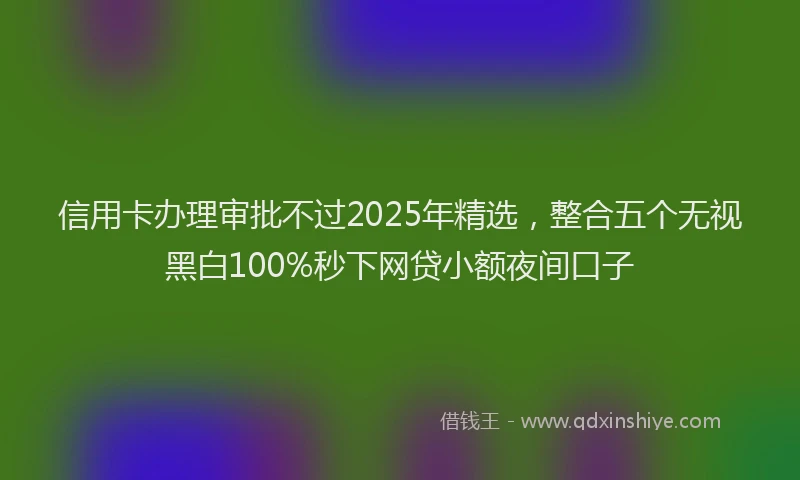 信用卡办理审批不过2025年精选，整合五个无视黑白100%秒下网贷小额夜间口子