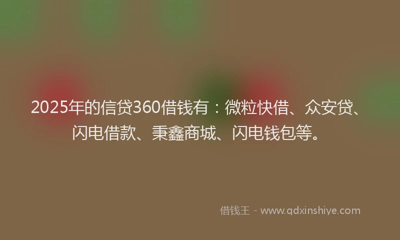 2025年的信贷360借钱有：微粒快借、众安贷、闪电借款、秉鑫商城、闪电钱包等。