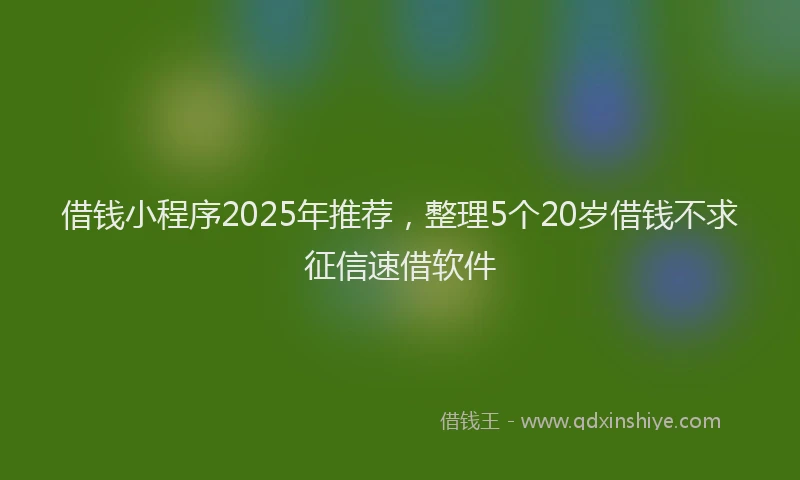 借钱小程序2025年推荐，整理5个20岁借钱不求征信速借软件