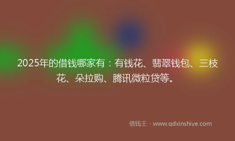 2025年的借钱哪家有：有钱花、翡翠钱包、三枝花、朵拉购、腾讯微粒贷等。