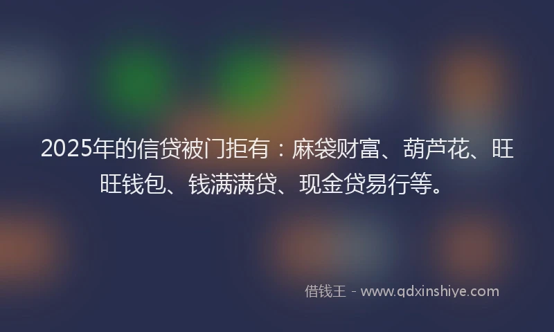 2025年的信贷被门拒有：麻袋财富、葫芦花、旺旺钱包、钱满满贷、现金贷易行等。