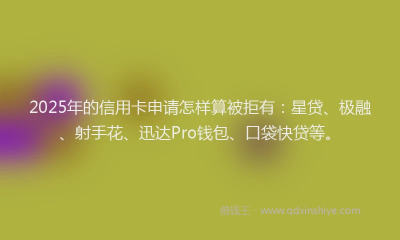 2025年的信用卡申请怎样算被拒有：星贷、极融、射手花、迅达Pro钱包、口袋快贷等。