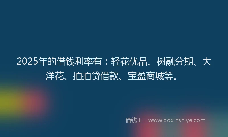 2025年的借钱利率有：轻花优品、树融分期、大洋花、拍拍贷借款、宝盈商城等。