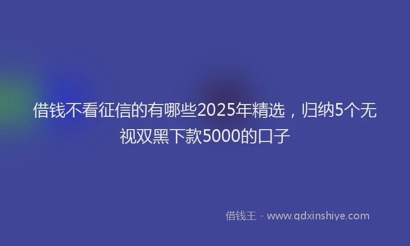 借钱不看征信的有哪些2025年精选，归纳5个无视双黑下款5000的口子