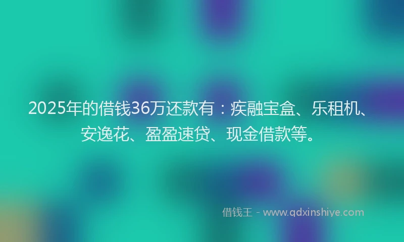 2025年的借钱36万还款有：疾融宝盒、乐租机、安逸花、盈盈速贷、现金借款等。