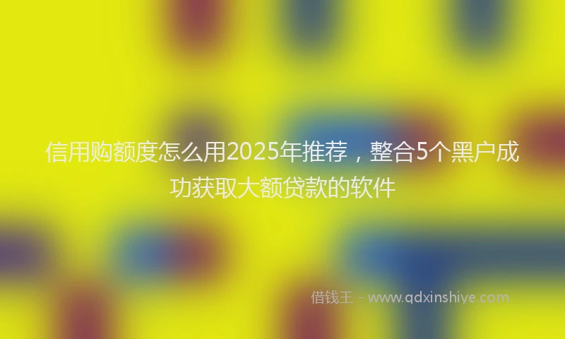 信用购额度怎么用2025年推荐，整合5个黑户成功获取大额贷款的软件