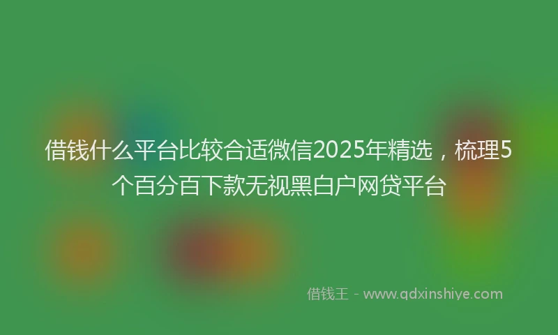 借钱什么平台比较合适微信2025年精选，梳理5个百分百下款无视黑白户网贷平台