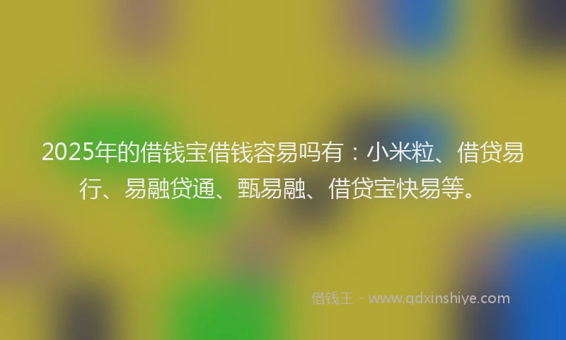 2025年的借钱宝借钱容易吗有：小米粒、借贷易行、易融贷通、甄易融、借贷宝快易等。