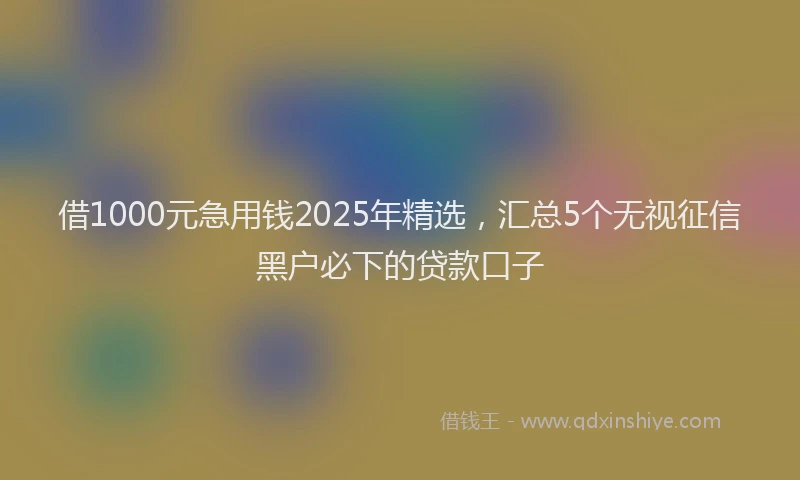 借1000元急用钱2025年精选,汇总5个无视征信黑户必下的贷款口子