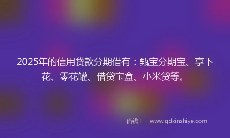 2025年的信用贷款分期借有：甄宝分期宝、享下花、零花罐、借贷宝盒、小米贷等。