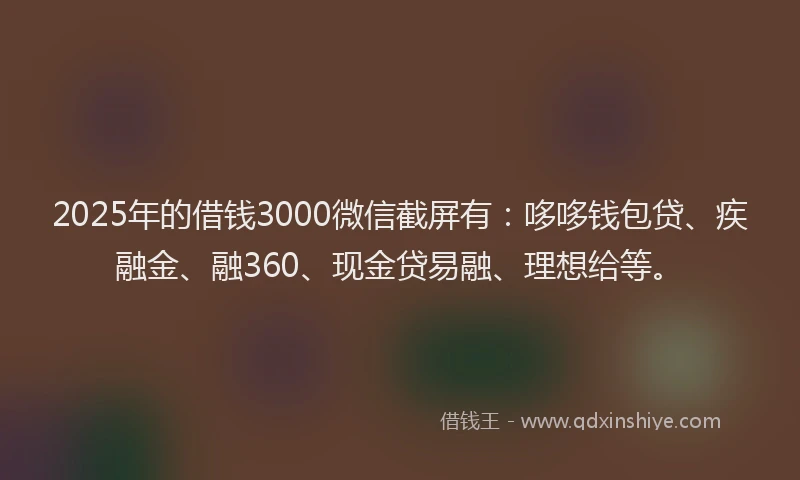 2025年的借钱3000微信截屏有:哆哆钱包贷、疾融金、融360、现金贷易融、理想给等。