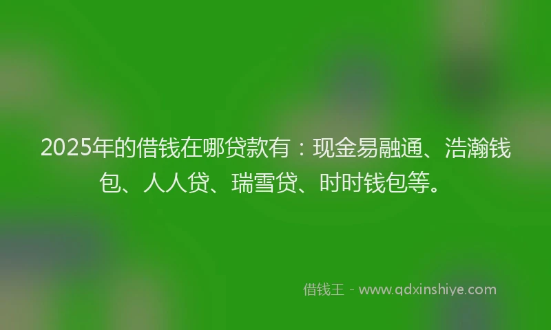 2025年的借钱在哪贷款有：现金易融通、浩瀚钱包、人人贷、瑞雪贷、时时钱包等。