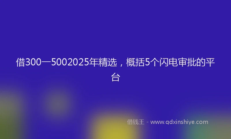 借300一5002025年精选，概括5个闪电审批的平台