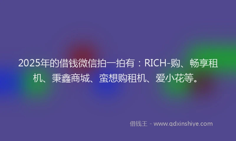 2025年的借钱微信拍一拍有：RICH-购、畅享租机、秉鑫商城、蛮想购租机、爱小花等。