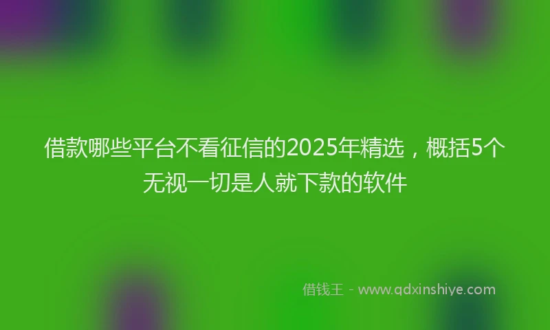 借款哪些平台不看征信的2025年精选，概括5个无视一切是人就下款的软件