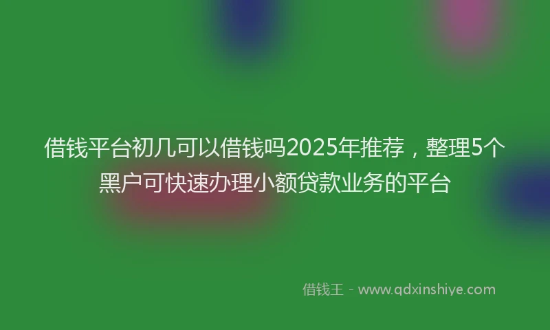 借钱平台初几可以借钱吗2025年推荐，整理5个黑户可快速办理小额贷款业务的平台