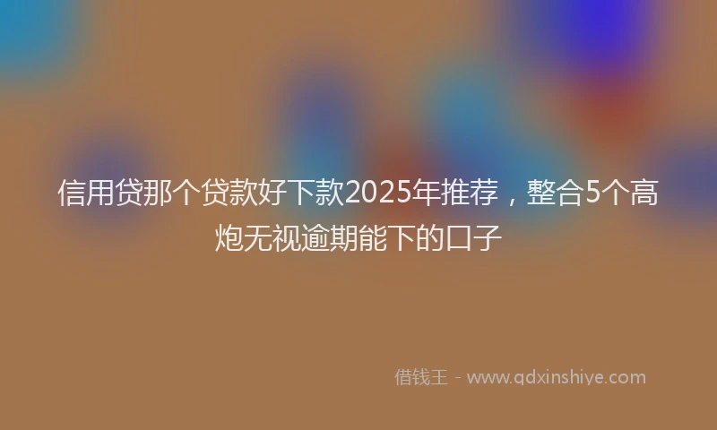 信用贷那个贷款好下款2025年推荐，整合5个高炮无视逾期能下的口子