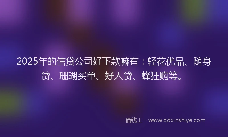 2025年的信贷公司好下款嘛有：轻花优品、随身贷、珊瑚买单、好人贷、蜂狂购等。