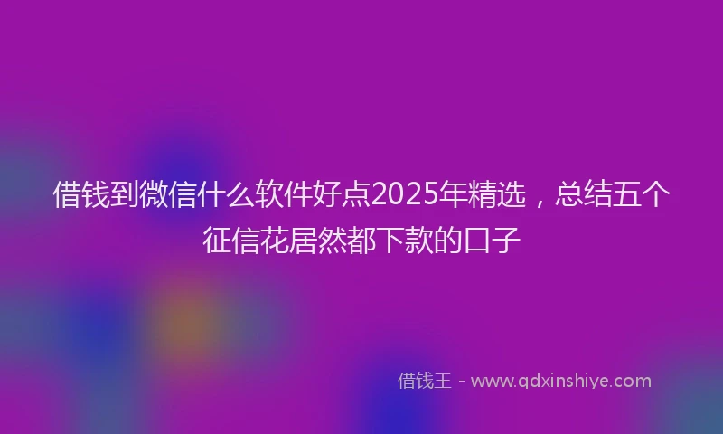 借钱到微信什么软件好点2025年精选，总结五个征信花居然都下款的口子