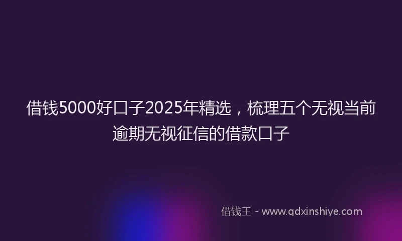 借钱5000好口子2025年精选，梳理五个无视当前逾期无视征信的借款口子