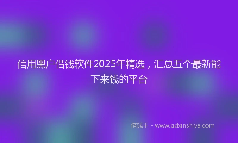 信用黑户借钱软件2025年精选，汇总五个最新能下来钱的平台