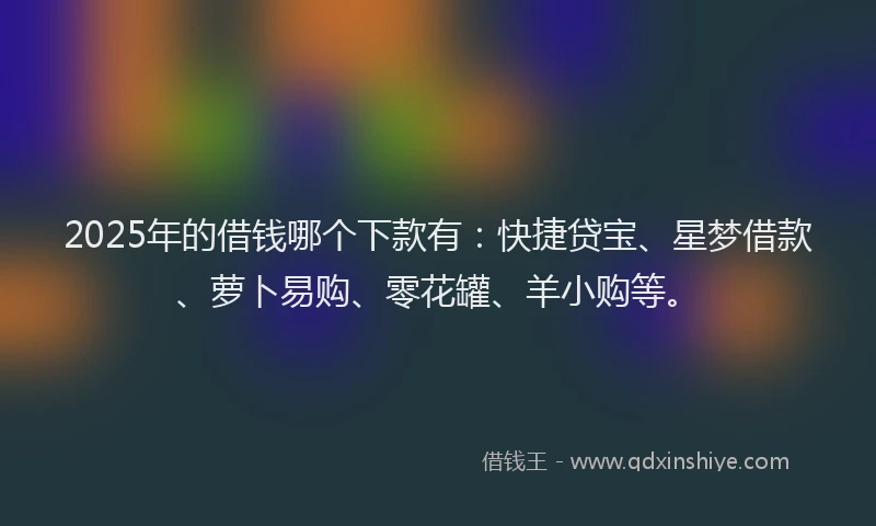 2025年的借钱哪个下款有：快捷贷宝、星梦借款、萝卜易购、零花罐、羊小购等。