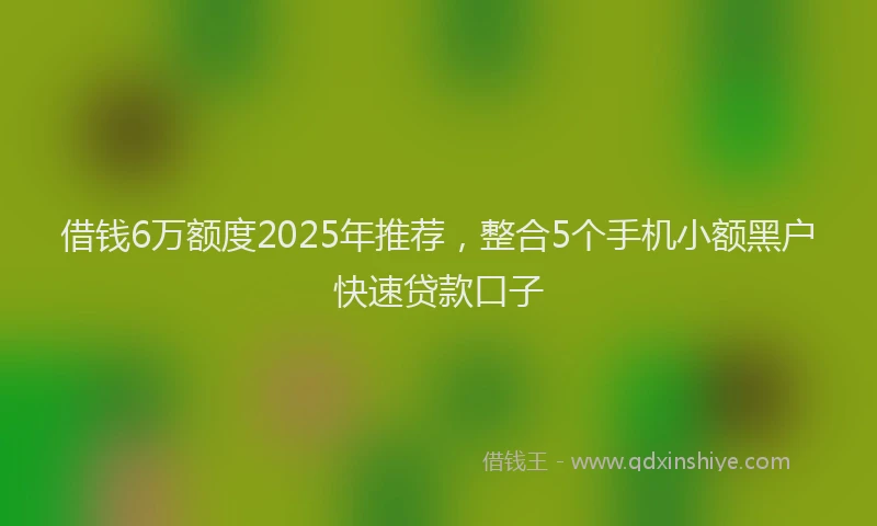 借钱6万额度2025年推荐，整合5个手机小额黑户快速贷款口子
