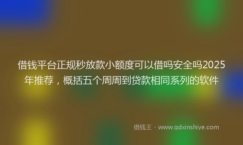 借钱平台正规秒放款小额度可以借吗安全吗2025年推荐，概括五个周周到贷款相同系列的软件