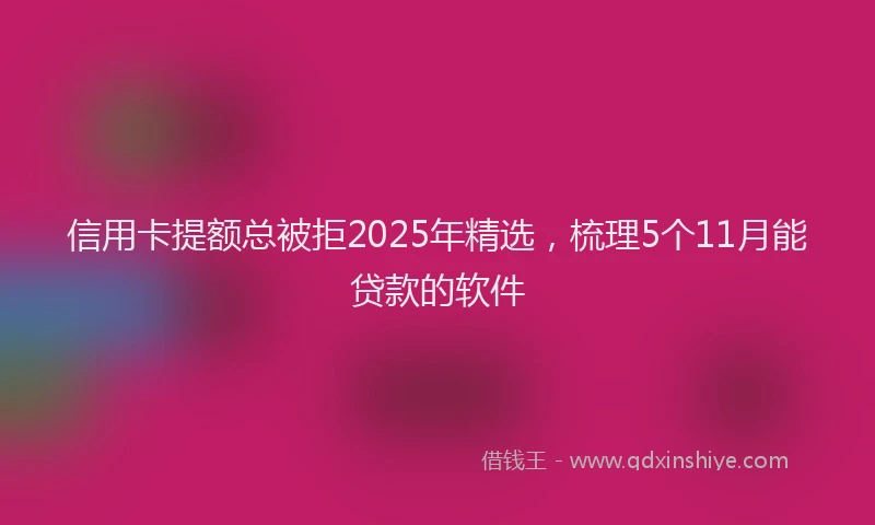 信用卡提额总被拒2025年精选，梳理5个11月能贷款的软件