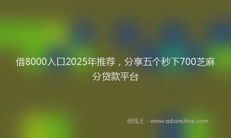 借8000入口2025年推荐，分享五个秒下700芝麻分贷款平台