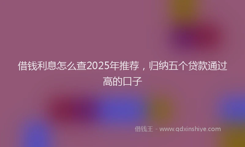 借钱利息怎么查2025年推荐，归纳五个贷款通过高的口子